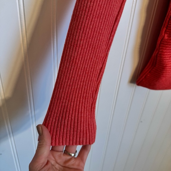Soft Surroundings Red Ribbed Wrap Sweater Women’s Size Small - Picture 6 of 13